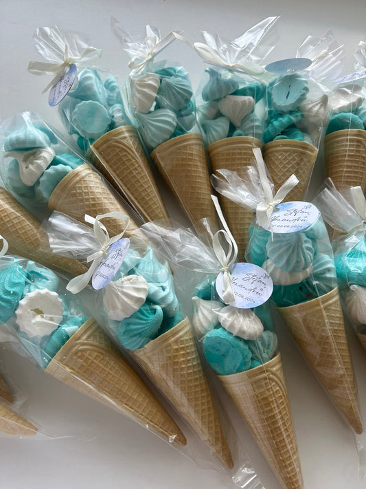 Con de înghețată cu bezele – mărturie tip înghețată 🍦✨