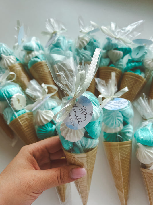 Con de înghețată cu bezele – mărturie tip înghețată 🍦✨