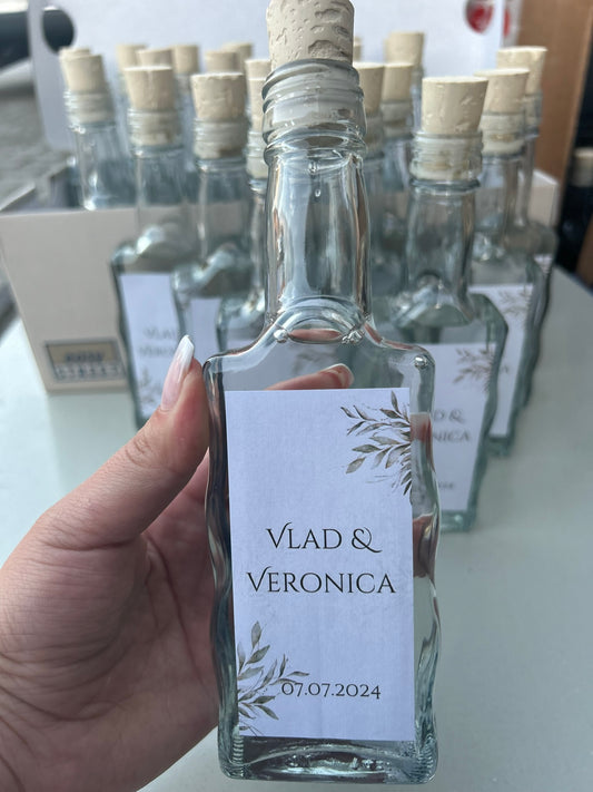 Sticla cu dop, etichetă personalizată, design personalizat inclus